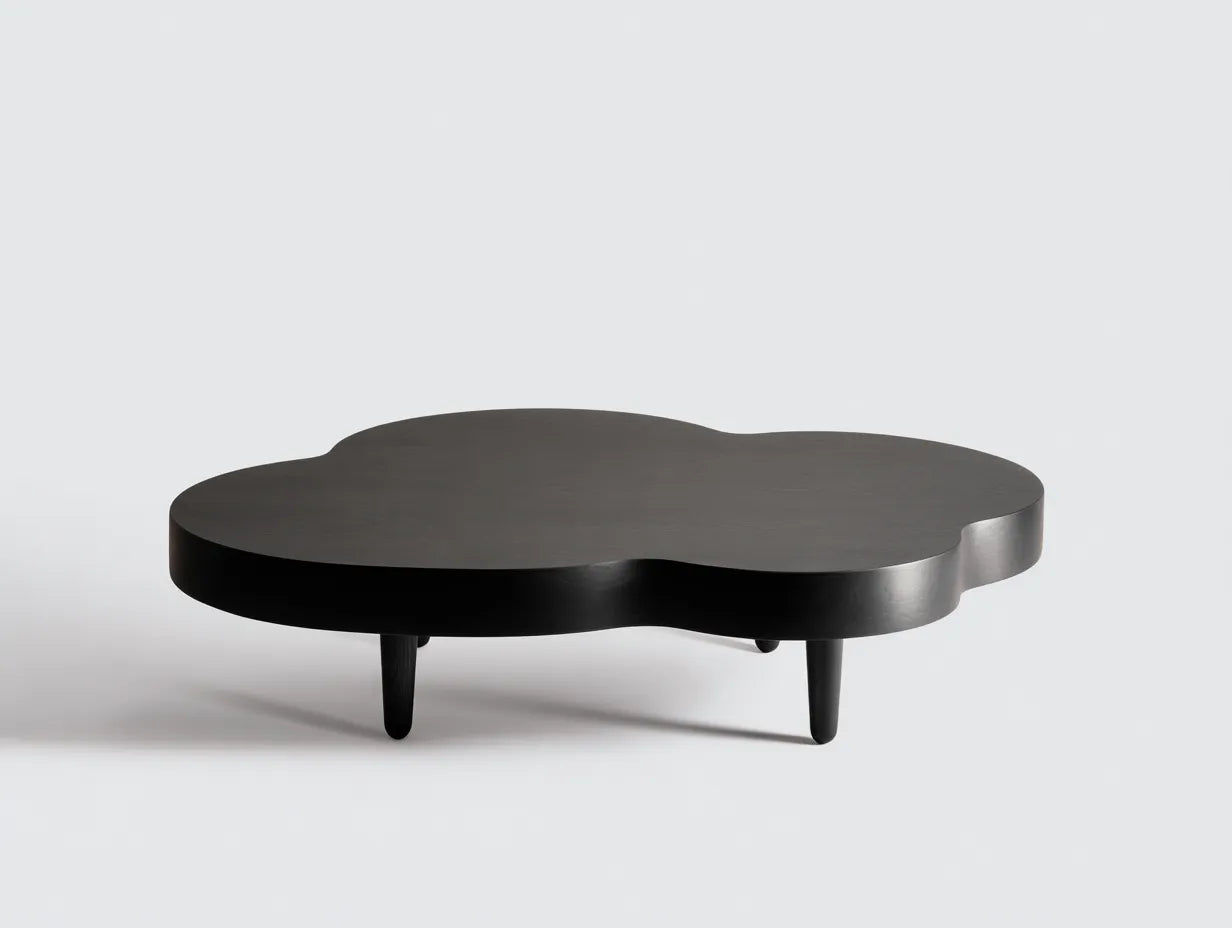 Couchtisch 120x82x33 cm - mattes Schwarz - organische Wolkenform - modernes Design für das Wohnzimmer