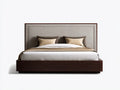Doppelbett mit Stoffkopfteil 200x180x108 cm - dunkelbraun und beige - für das Schlafzimmer - modernes Rahmendesign