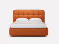 Polsterdoppelbett 200x180x112 cm - terrakottaorange - für das Schlafzimmer - modernes Design mit gepolstertem Rasterkopfteil