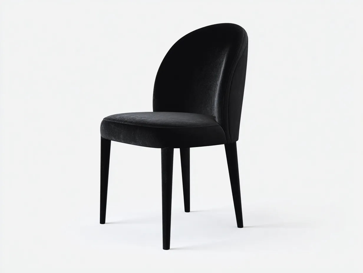 Esszimmerstuhl Samt Schwarz - 54 x 61 x 87 cm - Schwarz - moderner Stil - ergonomische Rückenlehne, weiche Polsterung, stabile Holzbeine