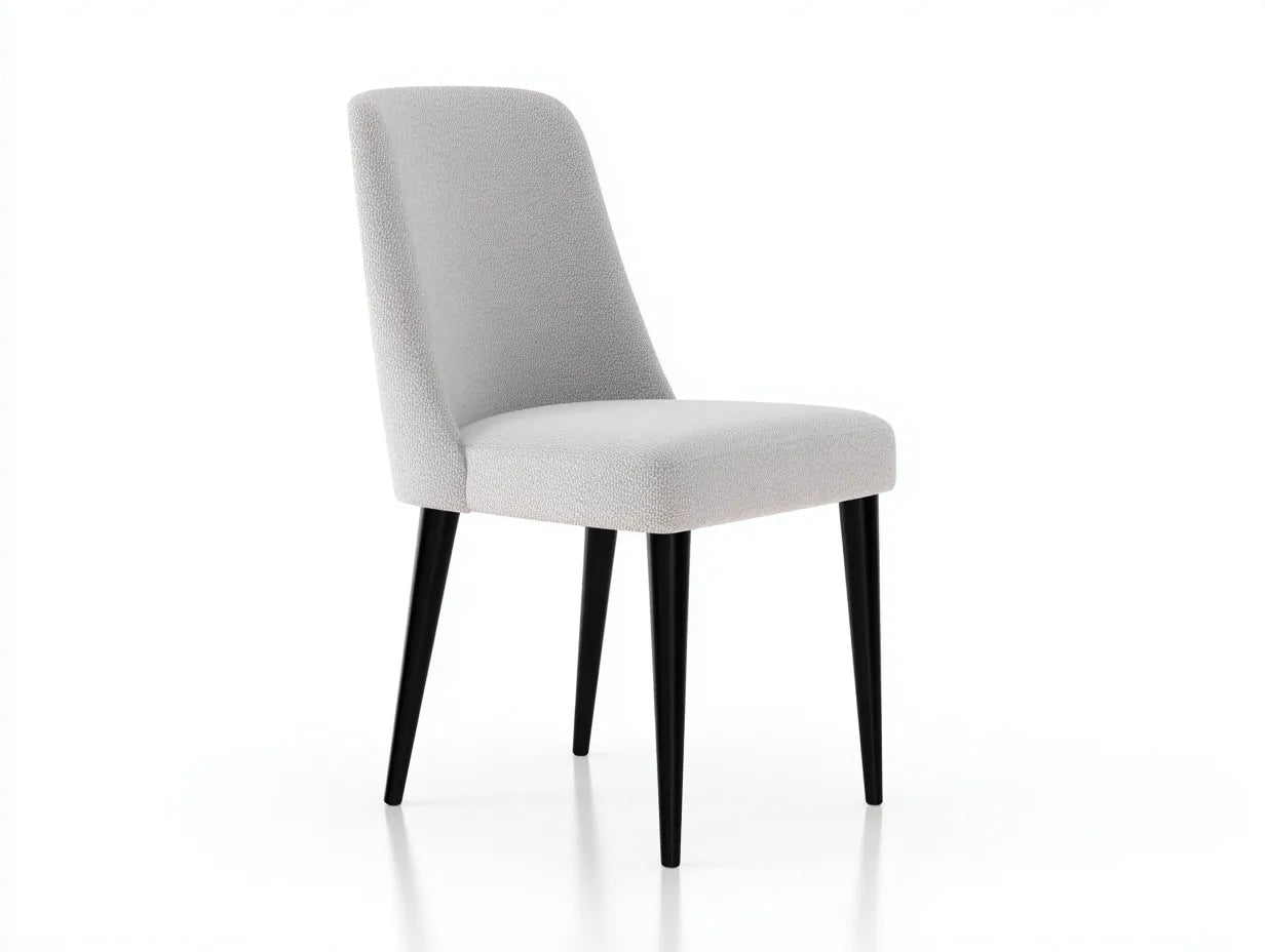 Moderner Esszimmerstuhl Hellgrau Stoff - 52 x 57 x 90 cm - Schwarz und Hellgrau - skandinavischer Stil - ergonomische Rückenlehne, komfortable Polsterung, stabile Holzbeine