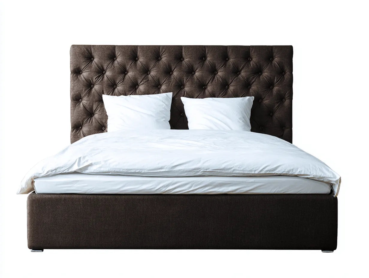 Doppelbett mit Stoffbezug 200x160x120 cm - espressobraun - für das Schlafzimmer - klassisches Design mit gestepptem Kopfteil