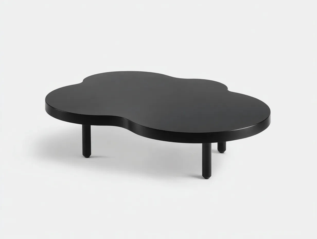 Couchtisch 118x78x34 cm - mattes Schwarz - organische Wolkenform - modernes Design für das Wohnzimmer