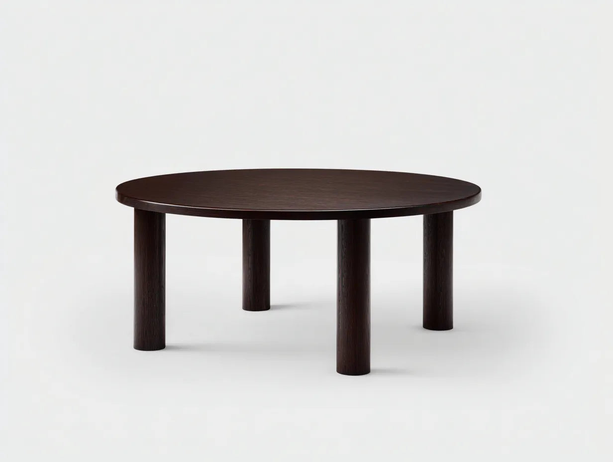 Couchtisch 110x110x40 cm - dunkle Holzoptik - runde Form - modernes Design für das Wohnzimmer