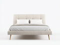 Polsterdoppelbett 200x180x105 cm - cremebeige und naturholz - für das Schlafzimmer - skandinavisches Design mit Stoffkopfteil