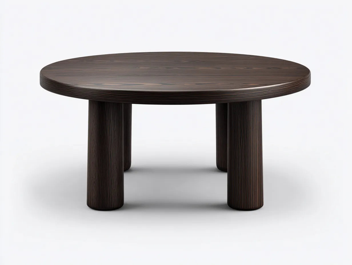 Couchtisch 120x120x42 cm - dunkle Holzoptik - runde Form - modernes Design für das Wohnzimmer