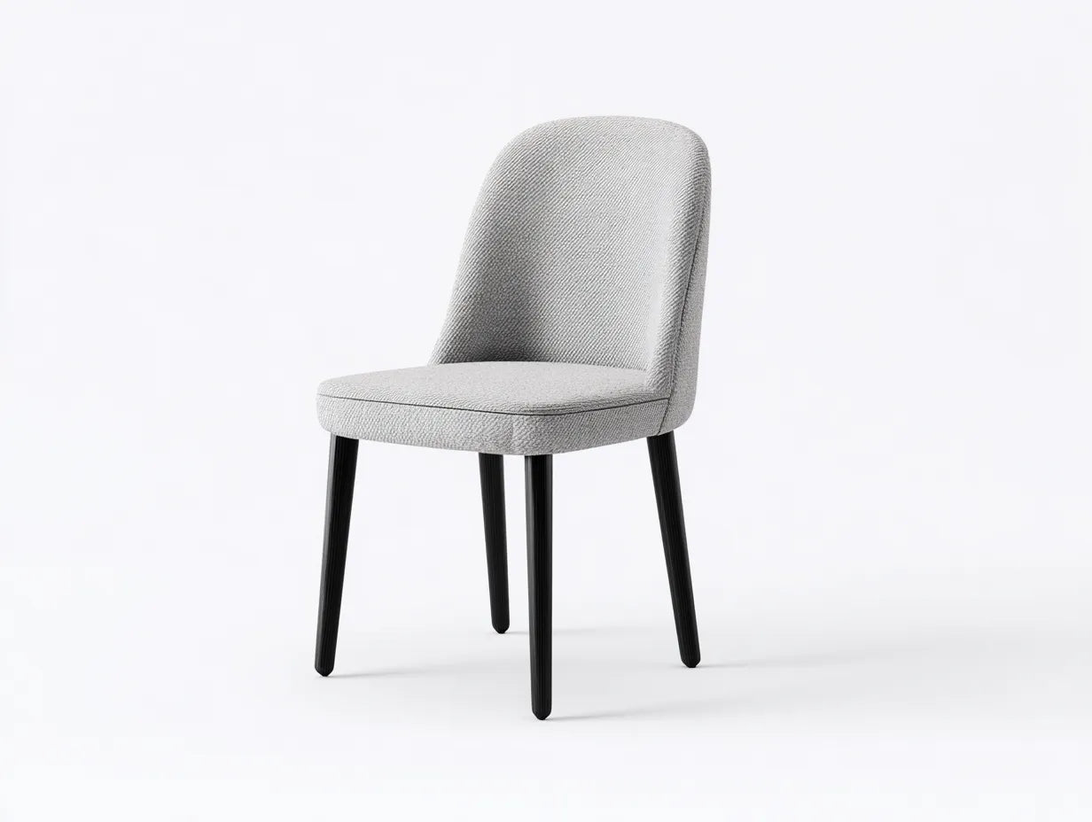 Moderner Esszimmerstuhl Hellgrau Stoff - 52 x 57 x 90 cm - Schwarz und Hellgrau - skandinavischer Stil - gepolsterter Sitz, ergonomische Rückenlehne, stabile Holzbeine