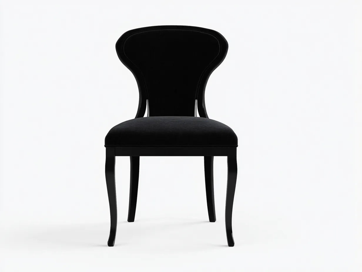 Esszimmerstuhl Samt Schwarz - 55 x 62 x 88 cm - Schwarz - klassischer Stil - ergonomische Rückenlehne, gepolsterter Sitz und stabile Beine aus Massivholz