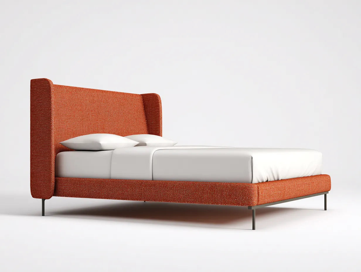 Doppelbett 200x160x110 cm - terrakotta - für das Schlafzimmer - modernes Design mit seitlich gerahmtem Kopfteil
