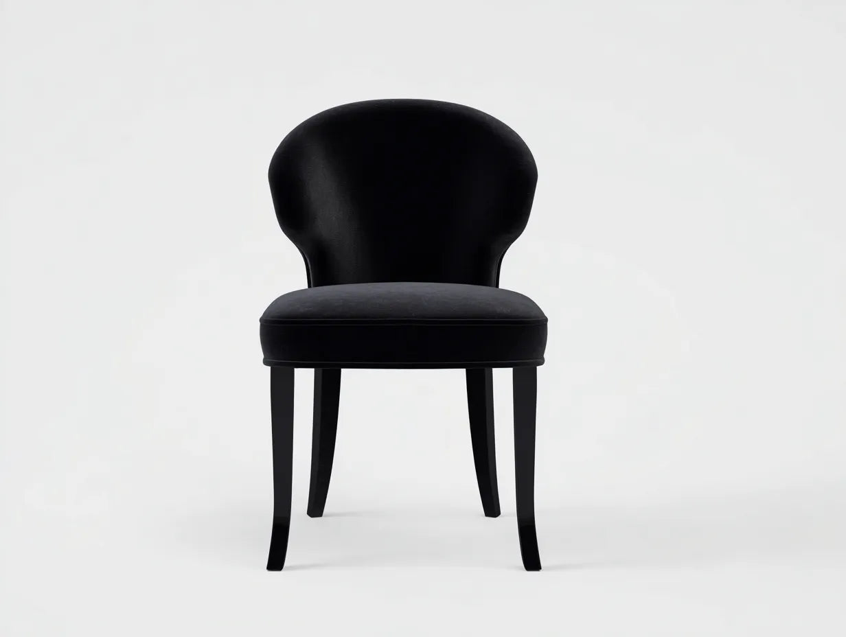 Esszimmerstuhl Samt Schwarz - 54 x 60 x 87 cm - Schwarz - klassischer Stil - geschwungene Rückenlehne, gepolsterter Sitz und stabile Beine aus Massivholz