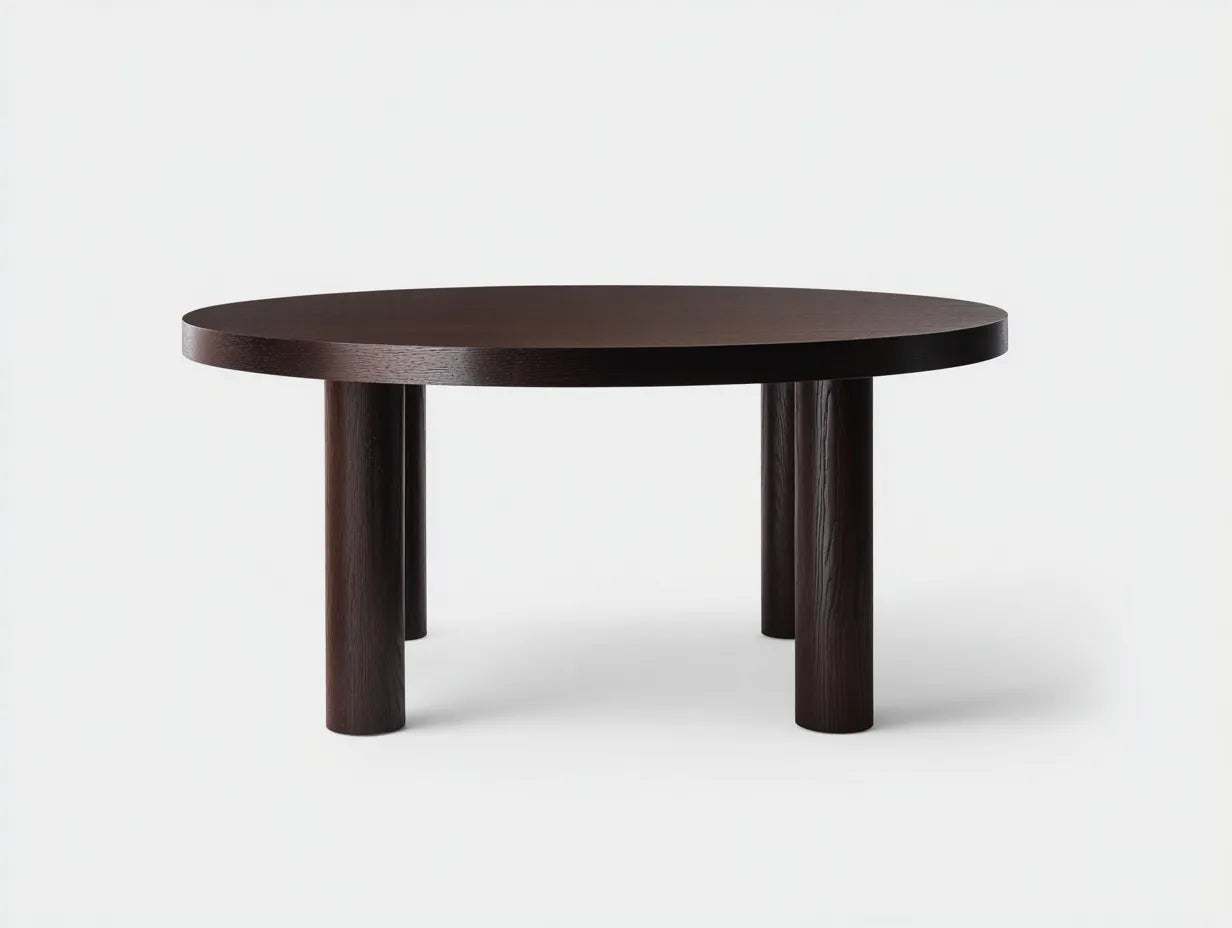 Couchtisch 120x120x42 cm - Holzoptik in Dunkelbraun - runde Form - modernes Design