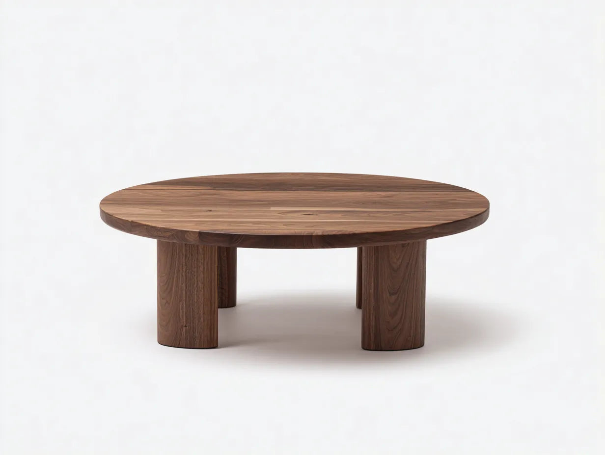 Couchtisch 112x112x40 cm - Holzoptik in Naturbraun und Warmbraun - runde Form - modernes Design für das Wohnzimmer