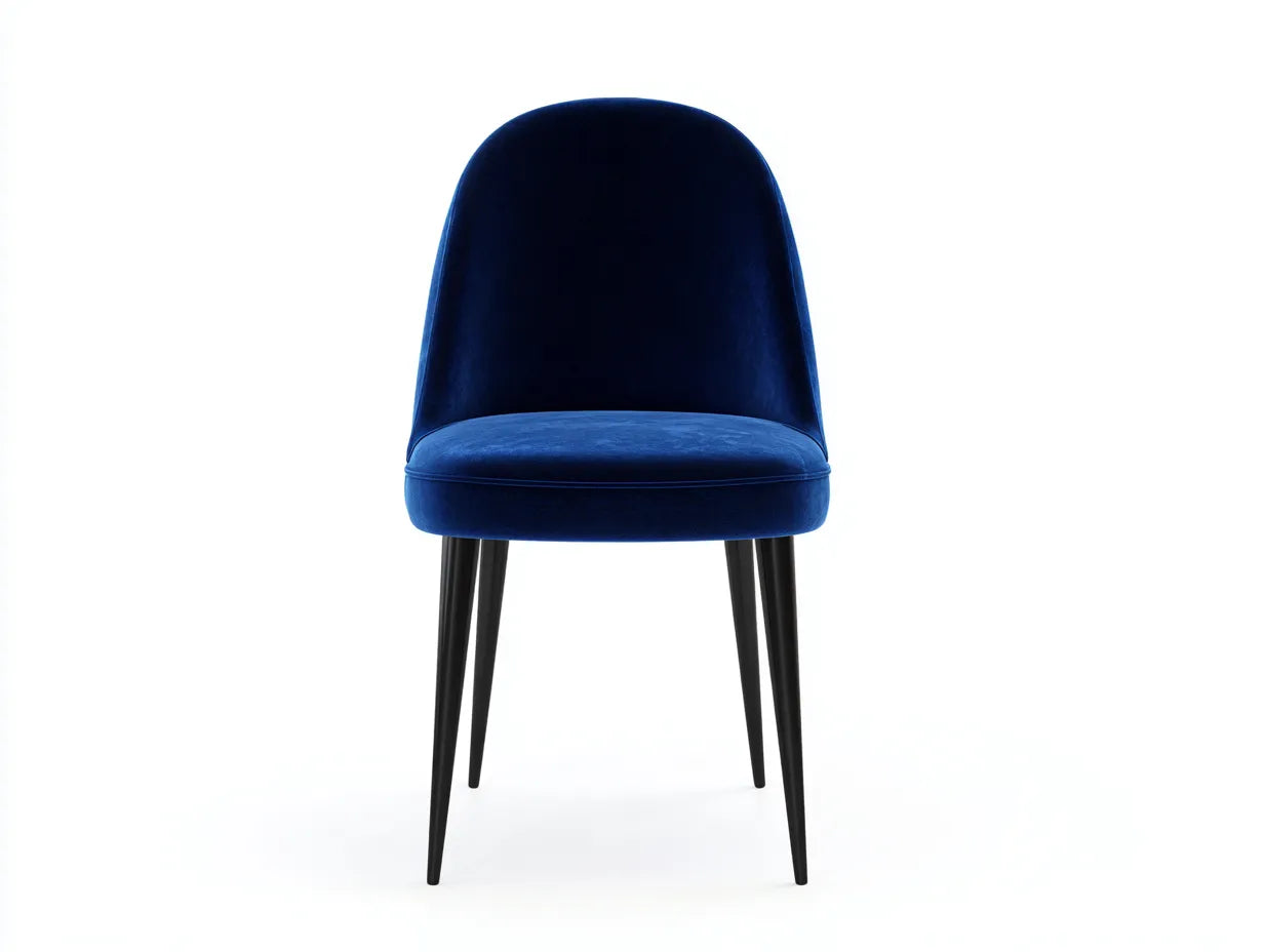 Moderner Esszimmerstuhl Navy Blau Samt - 52 x 57 x 90 cm - Schwarz und Navy Blau - skandinavischer Stil - ergonomische Rückenlehne, komfortable Polsterung, stabile Holzbeine