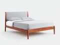 Doppelbett aus Holz 200x160x100 cm - kirschbraun und hellgrau - für das Schlafzimmer - modernes Design mit gepolstertem Kopfteil