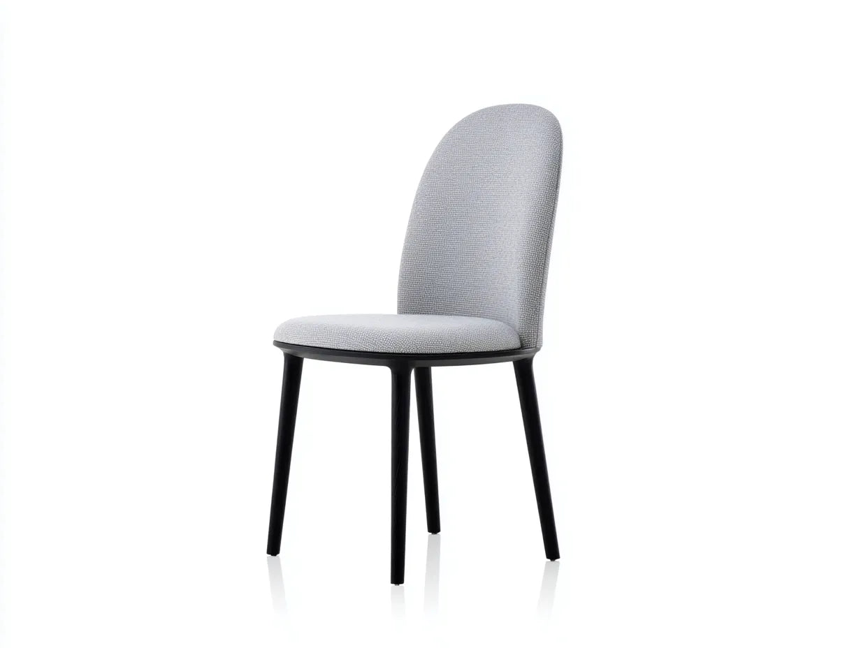 Esszimmerstuhl Hellgrau Stoff - 50 x 55 x 88 cm - Schwarz und Hellgrau - moderner Stil - ergonomische Rückenlehne, weiche Polsterung, stabile Holzbeine
