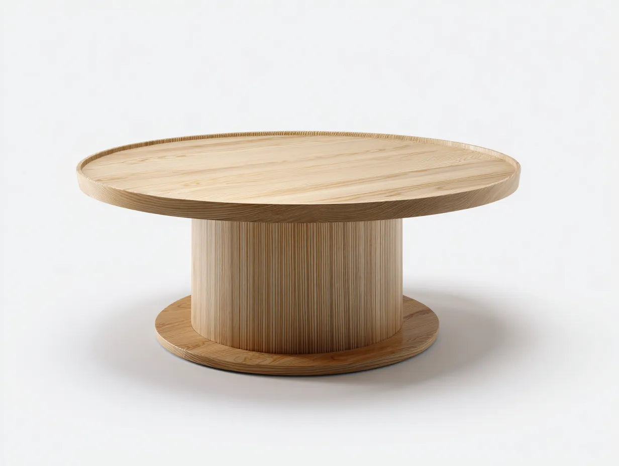 Couchtisch 100x100x42 cm - Holzoptik in Naturfarbe - runde Form - modernes Design für das Wohnzimmer