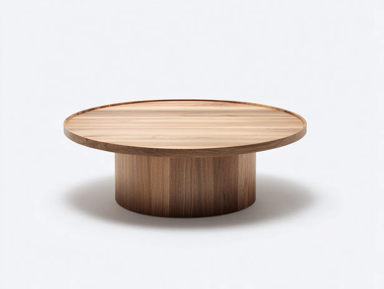 Couchtisch 105x105x40 cm - Holzoptik in Naturbraun und Walnussbraun - runde Form - modernes Design für das Wohnzimmer