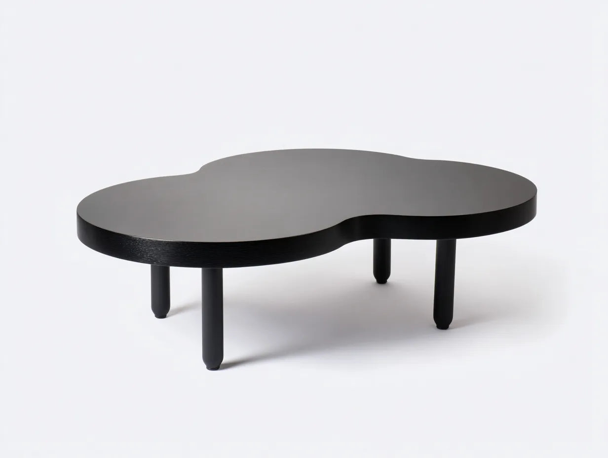 Couchtisch 122x80x35 cm - mattes Schwarz - organische Form - modernes Design für das Wohnzimmer